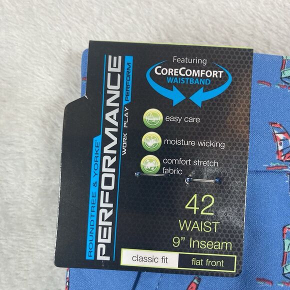 Roundtree & Yorke Performance Mens Shorts Size 42 Pattern Blue Sail Boat NWT - Picture 3 of 5